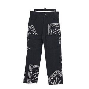 Editorial Department Cargo Pants Mens M Bandana Black Streetwear Skater Grunge